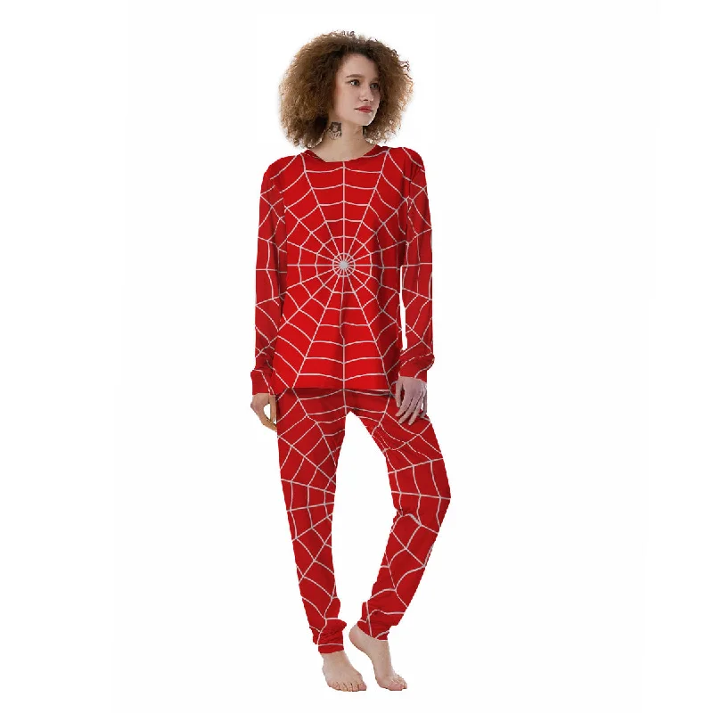 Spider Web Red Print Women's Pajamas Designer pajama sets